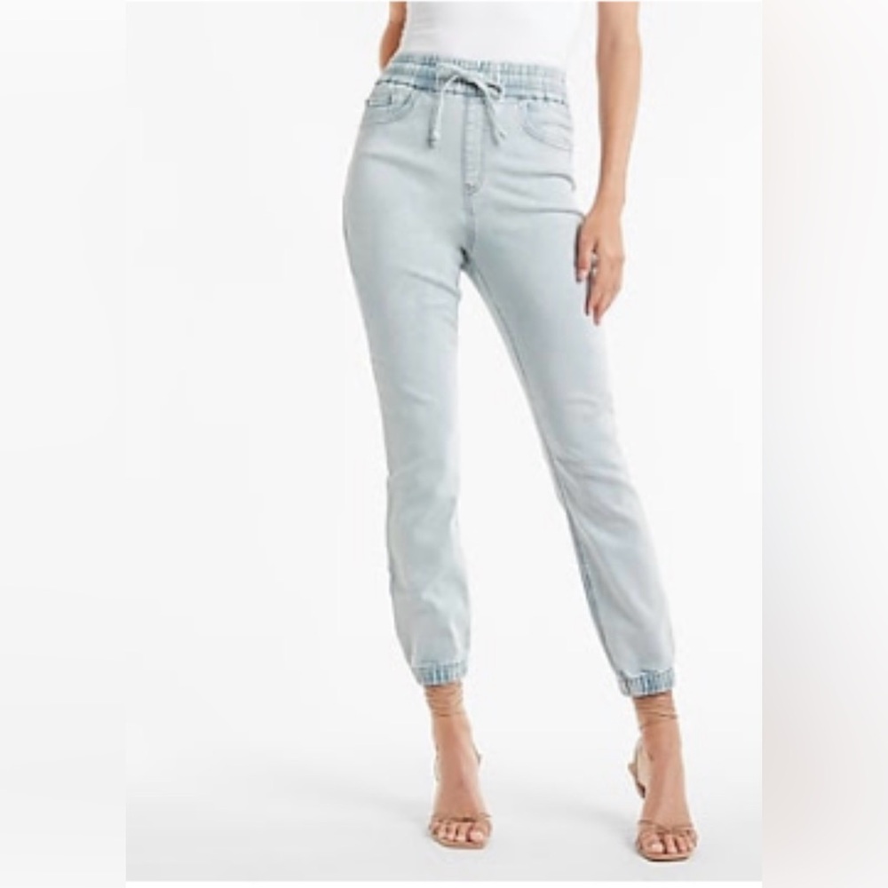 Express Light Wash High Rise Denim Joggers